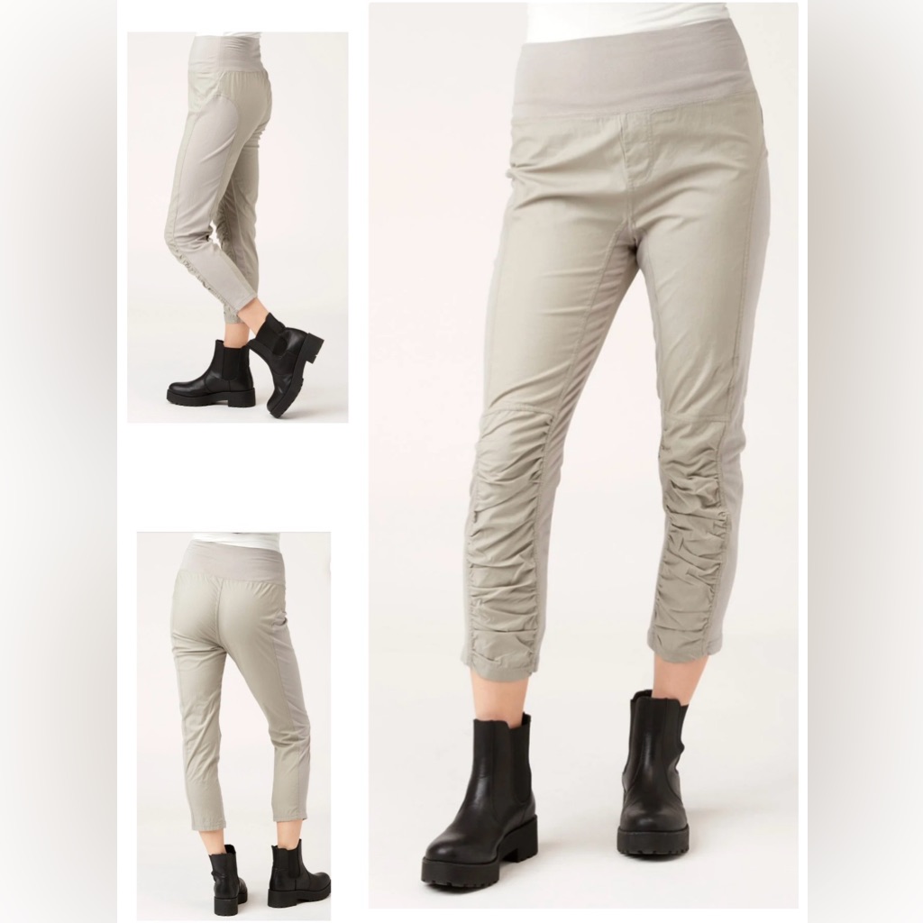 Wearables Capri Pants Lightweight Light Gray Color Women Size Xl Ruched Details.